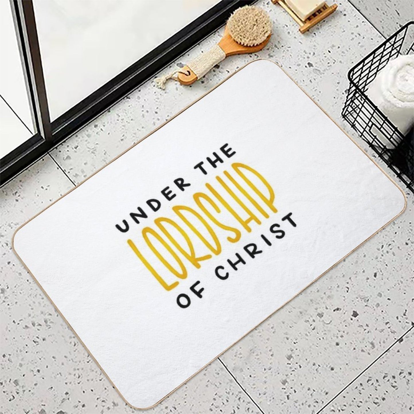 UNDER THE LORDSHIP OF CHRIST (BLACK)  Fade-Resistant Bath Mat