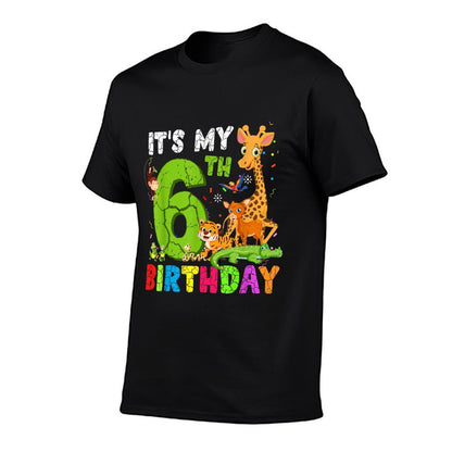It's My 6th Birthday Animals Cute Zoo 5 Year Old Boy Girl  Trendy Pattern T-Shirt