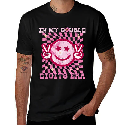 In My Double Digits Era Smile Peace 10th Birthday Bday Girls  Tagless Design T-Shirt