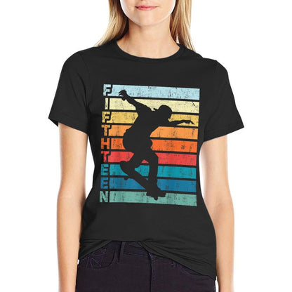 15 Year Old Skater Skateboarding 15th Birthday Party  Easy-care T-Shirt
