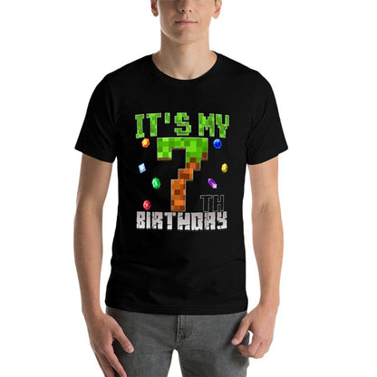 Birthday Boy It's My 7th Birthday Video Game Pixel  Relaxed-fit T-Shirt