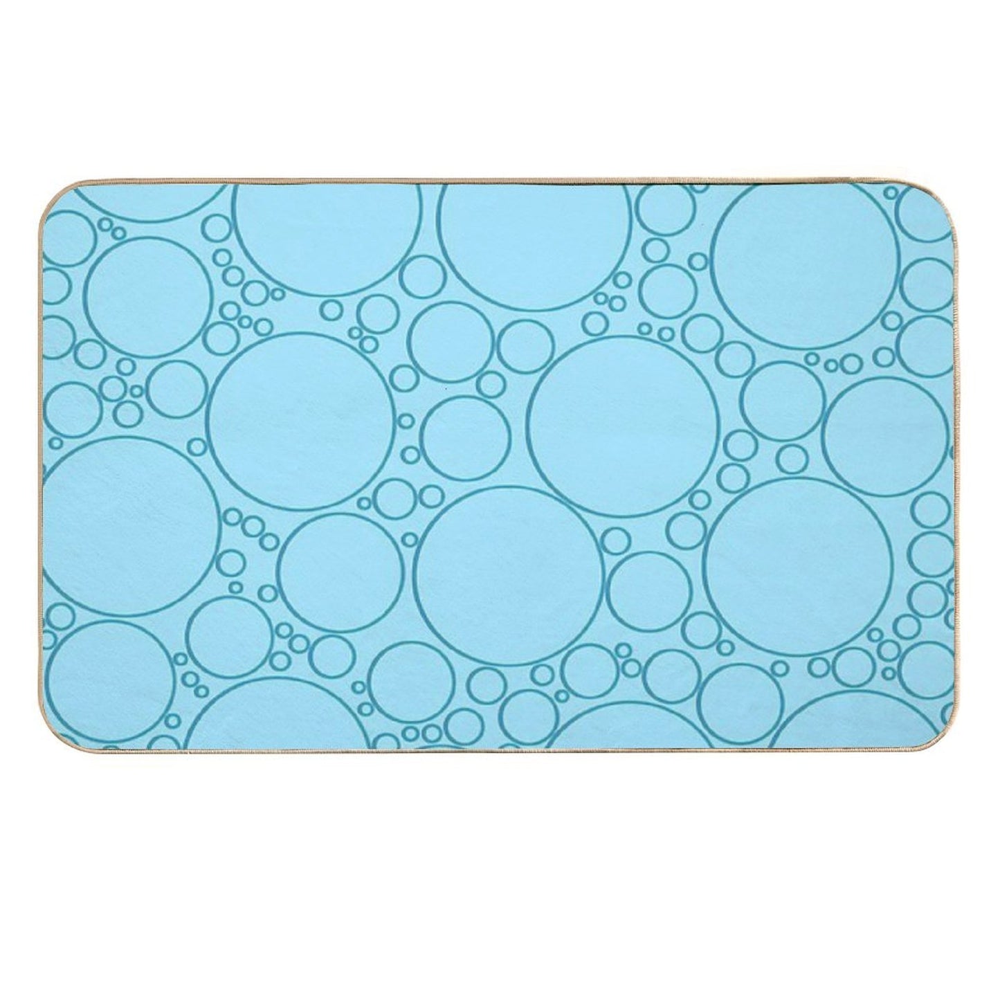 Different Sized Blue Circles for As Water Bubbles Illusion  Fade-Resistant Bath Mat