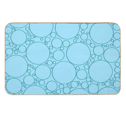 Different Sized Blue Circles for As Water Bubbles Illusion  Fade-Resistant Bath Mat