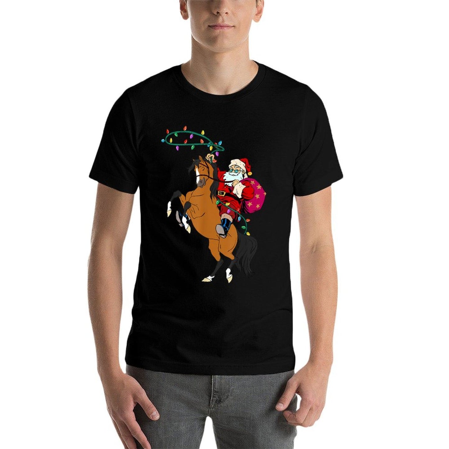 Cowboy Santa Claus Riding A Horse Christmas Cowboy Kids Boys  Stretchy T-Shirt