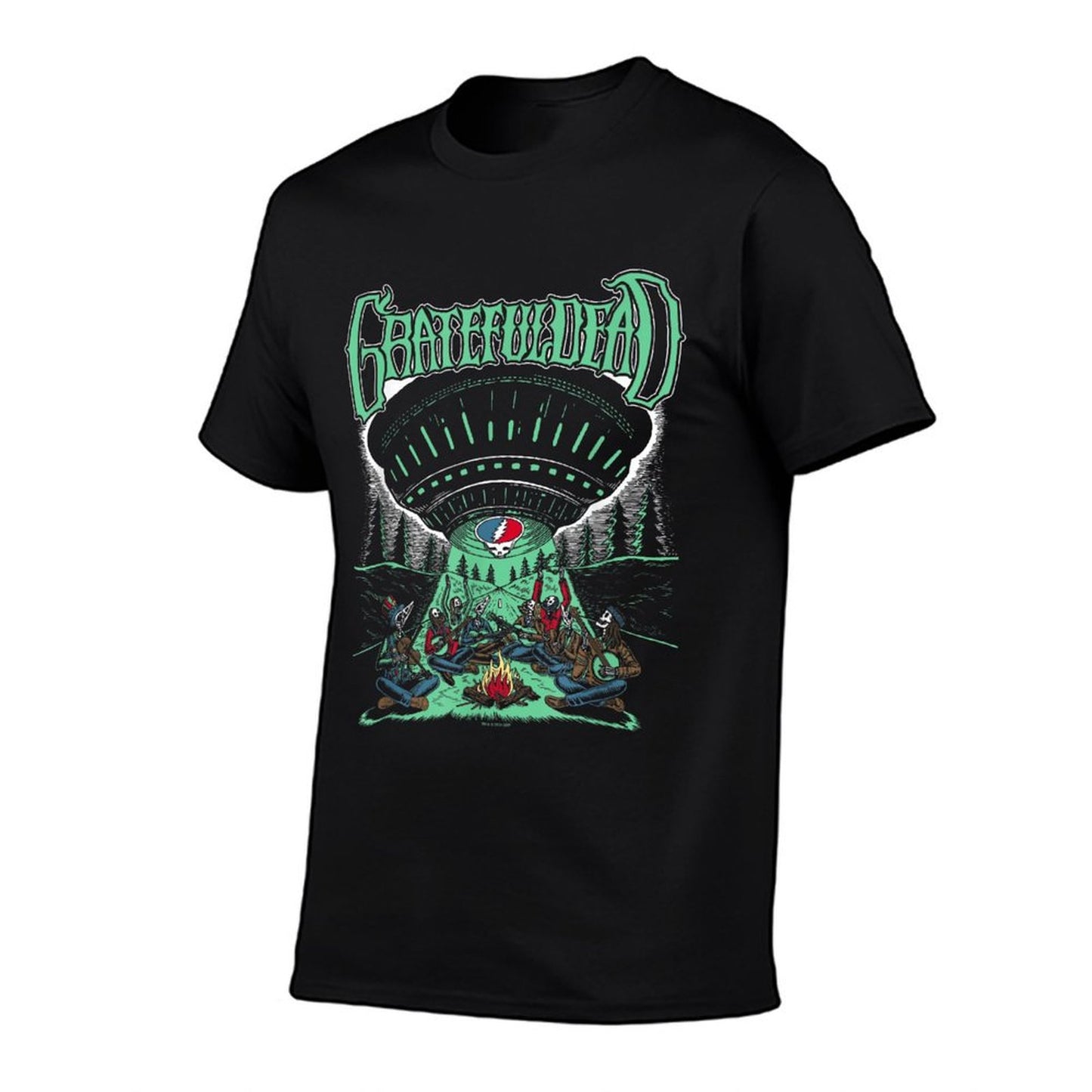 Grateful Dead Skeletons And Aliens Camping Band Durable T-Shirt