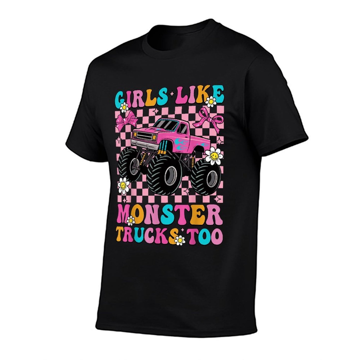 Girls Like Monster Trucks Too Groovy Monster Truck Girls  Trendy Pattern T-Shirt