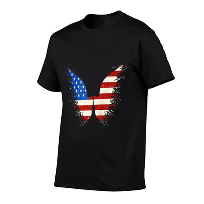 American Flag Angel Wings, 4th Of July on BACK  Lightweight T-Shirt