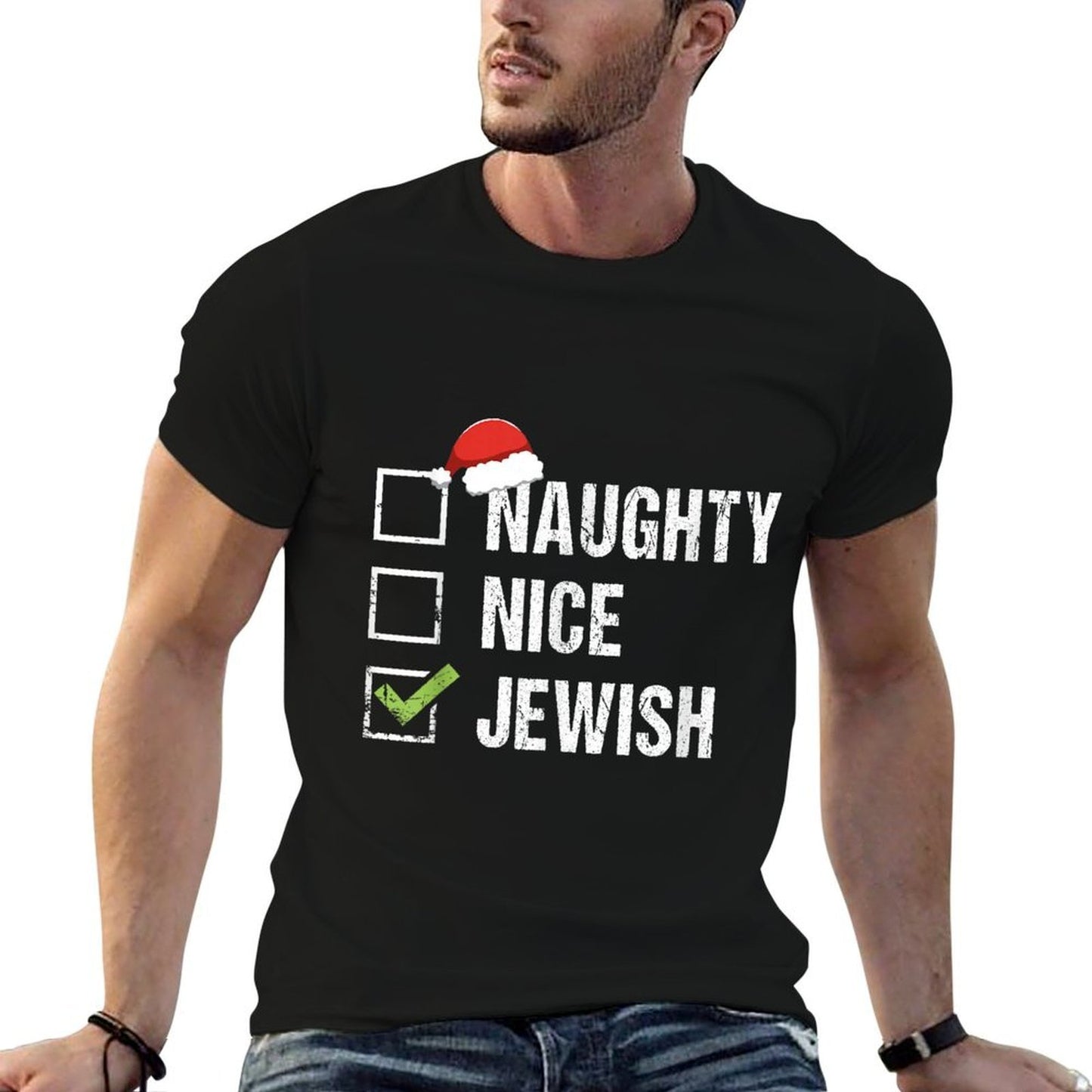 Naughty Nice Jewish Santa Jew Christmas Gift Hanukkah  Moisture-wicking T-Shirt