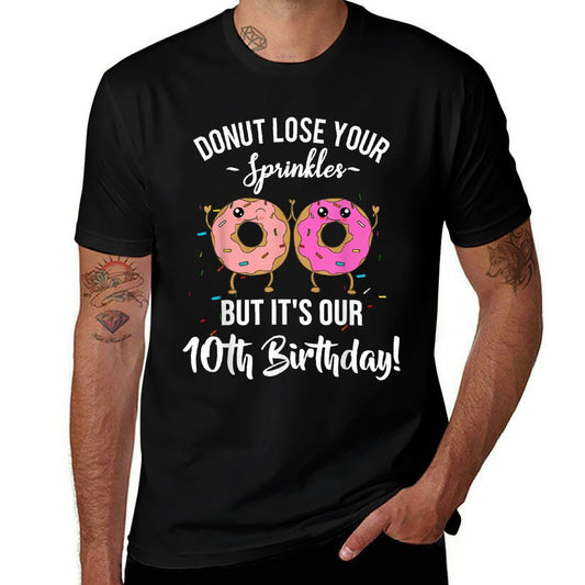 10th Birthday Twins Funny Donut Theme Party Quote Tenth Bday  Affordable Price T-Shirt