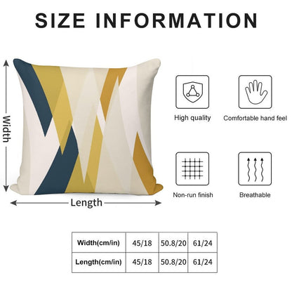 Triangular Abstract in Mustard Yellows, Navy Blue, And Blush Tones. Minimalist Geometric Soft Style Accent Throw Pillow