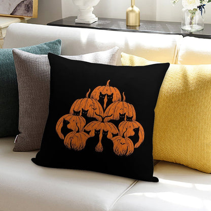 Pumpkin Cat Soft Fade-Resistant Throw Pillow