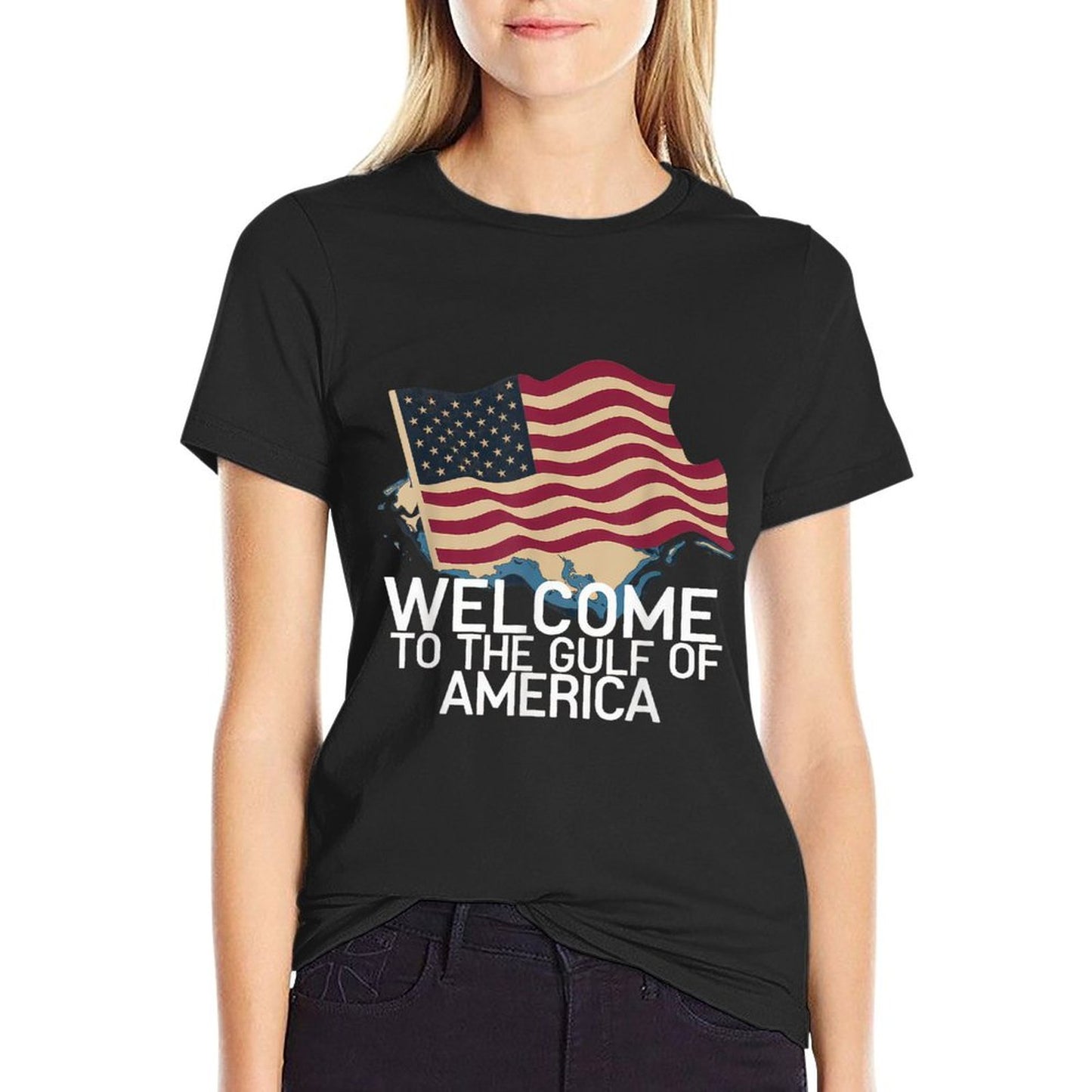 Gulf Of USA America Gift Men Women Flag Beach Relaxed-fit T-Shirt