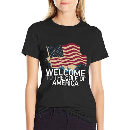 Gulf Of USA America Gift Men Women Flag Beach Relaxed-fit T-Shirt