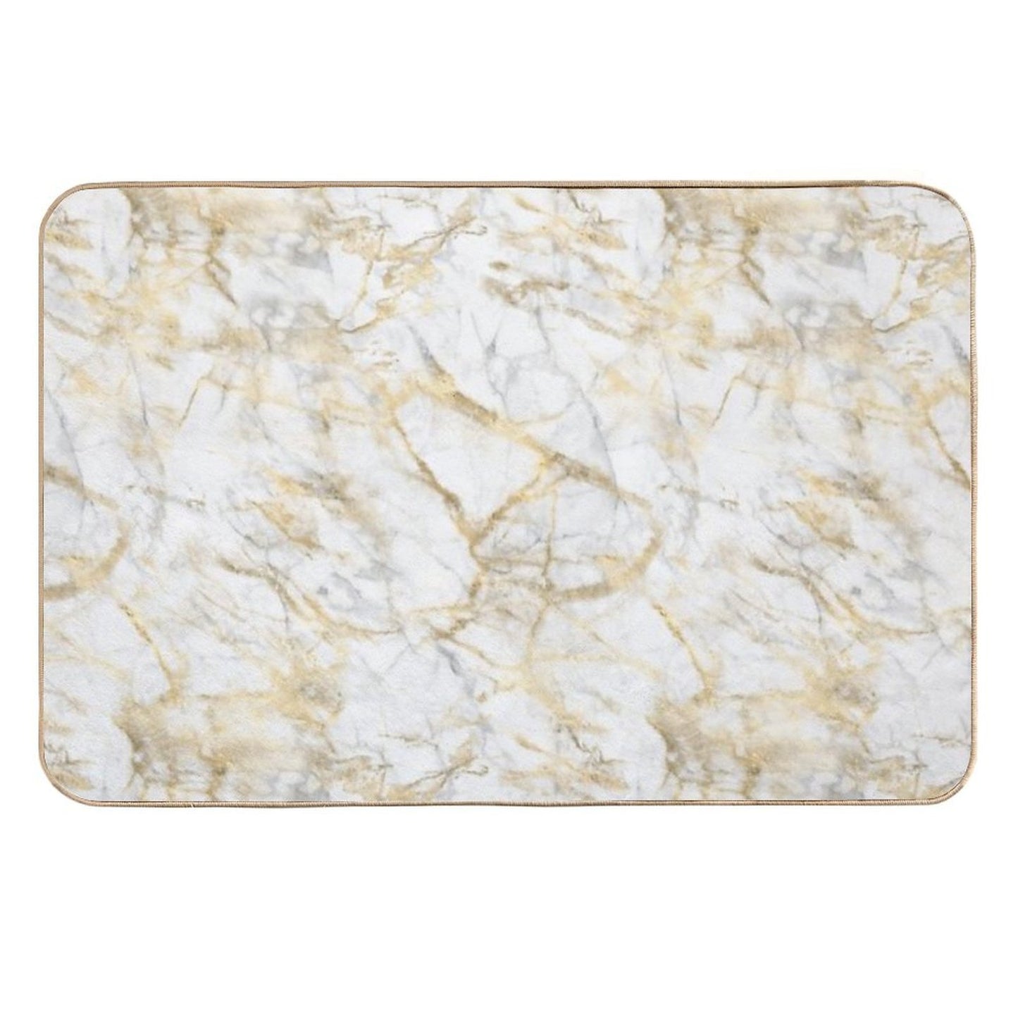 White And Gold Marble  Absorbent Bath Mat