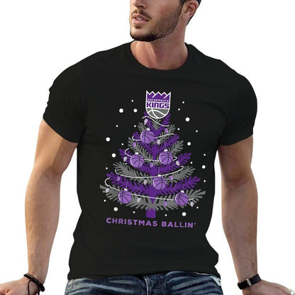 NBA Sacramento Kings Christmas X-Mas Tree  Trendy Pattern T-Shirt