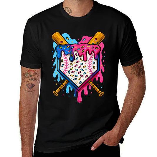 Baseball Boys Ice Cream Drip Baseball Eco-friendly Material T-Shirt