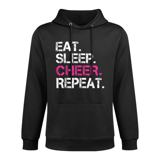 Eat Sleep Cheer Repeat Cheerleading Cheerleader Gifts Kangaroo Pocket Hoodie