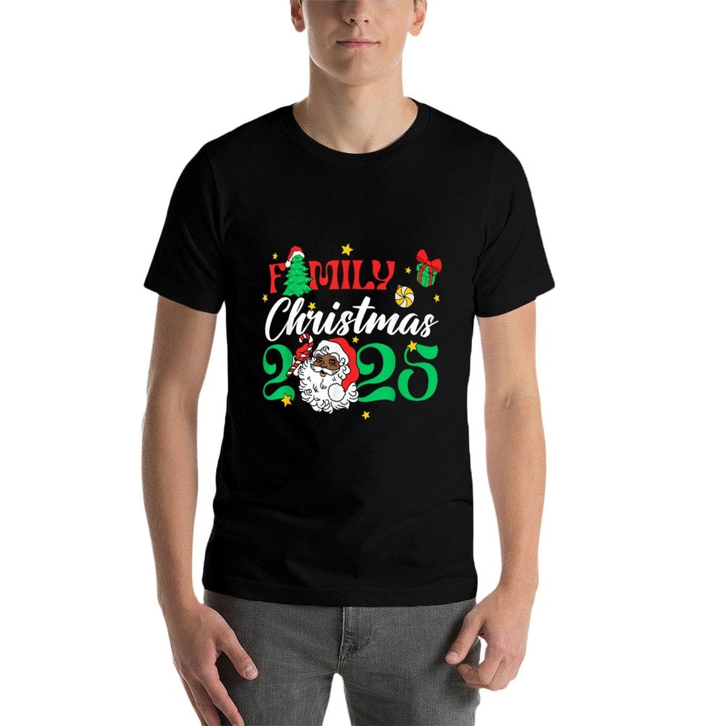 Melanin Family Christmas African American Xmas African Santa  Stretchy T-Shirt