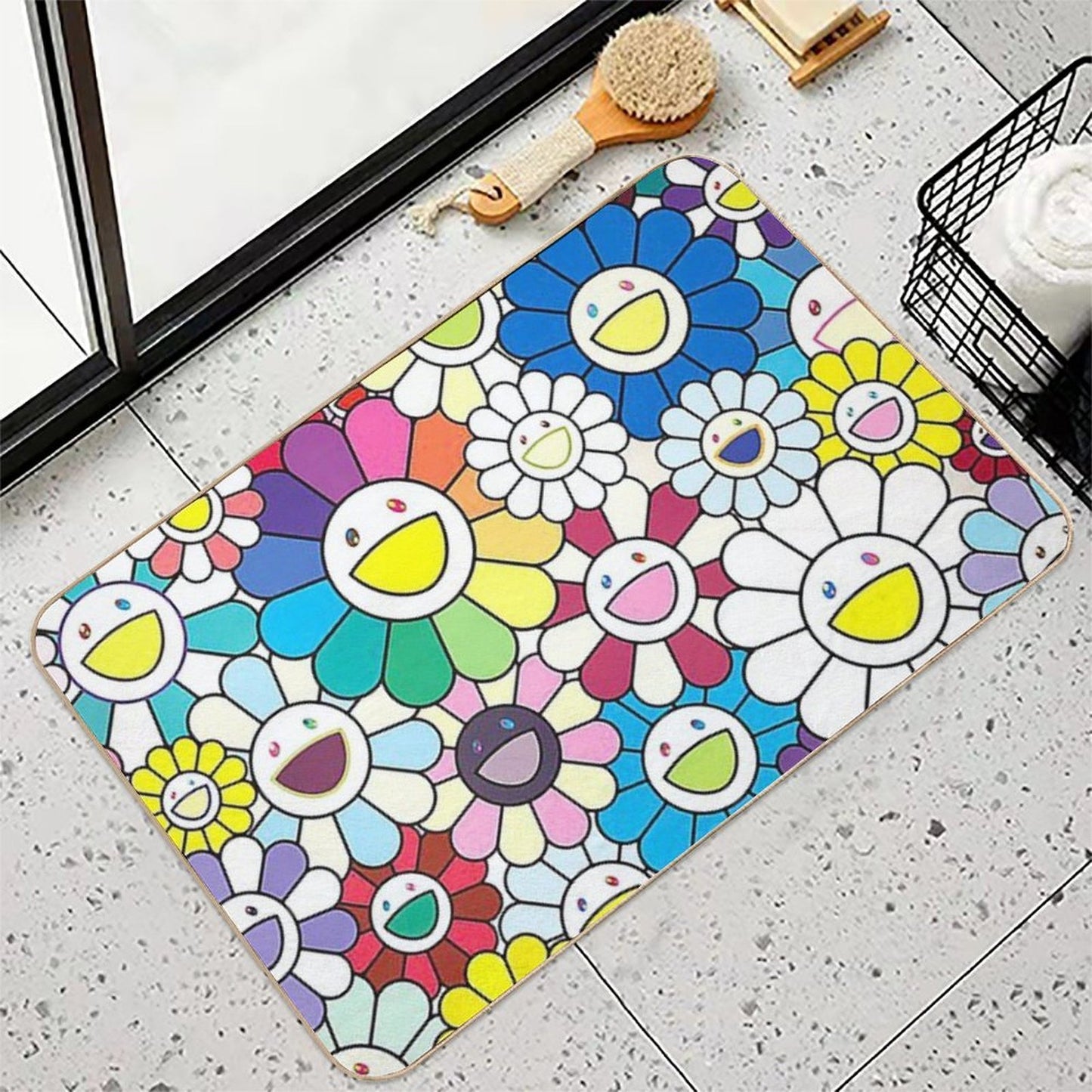 Rainbow Flower Durable Bath Mat