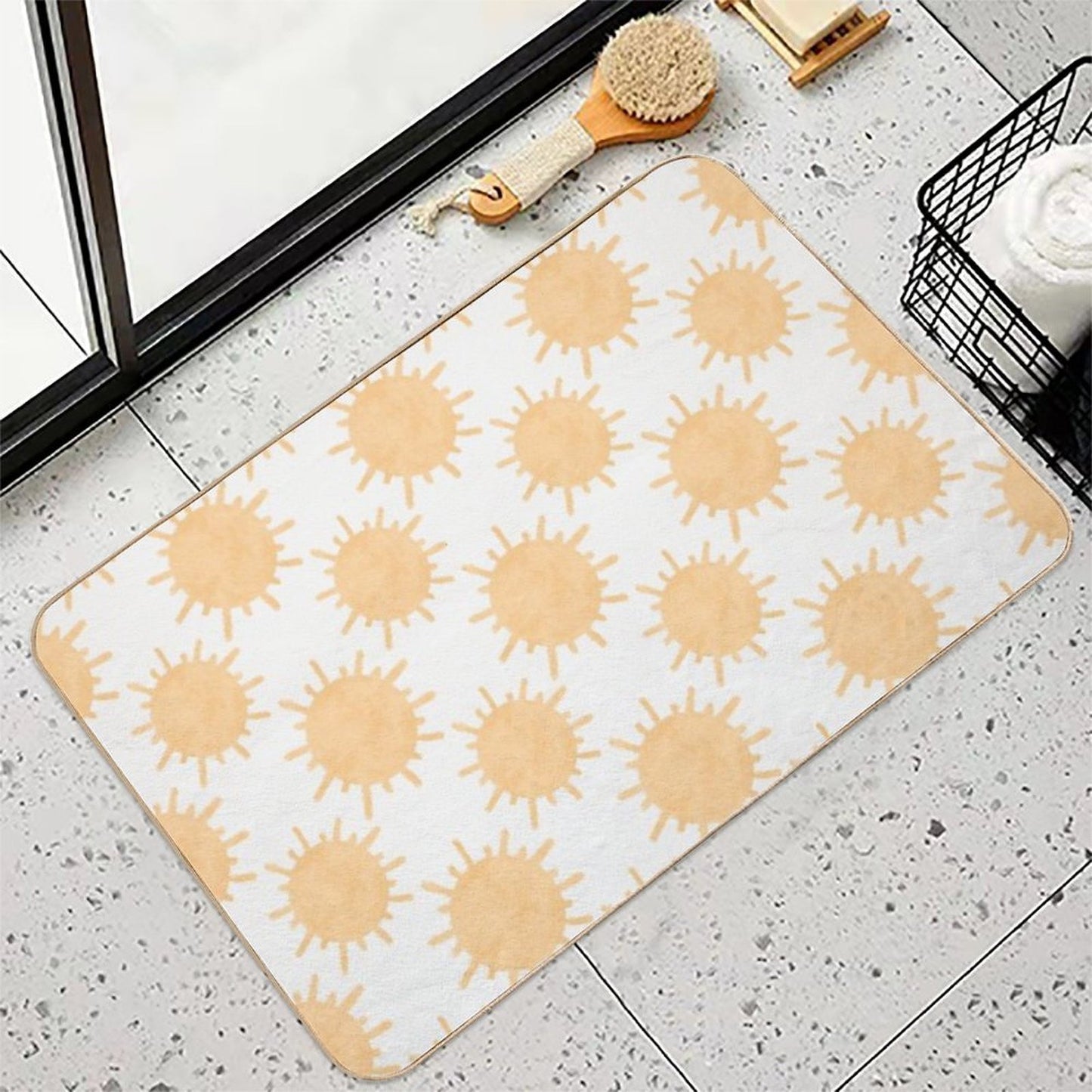 Warm Good Vibes Boho Sun Pattern  Eco-Friendly Bath Mat