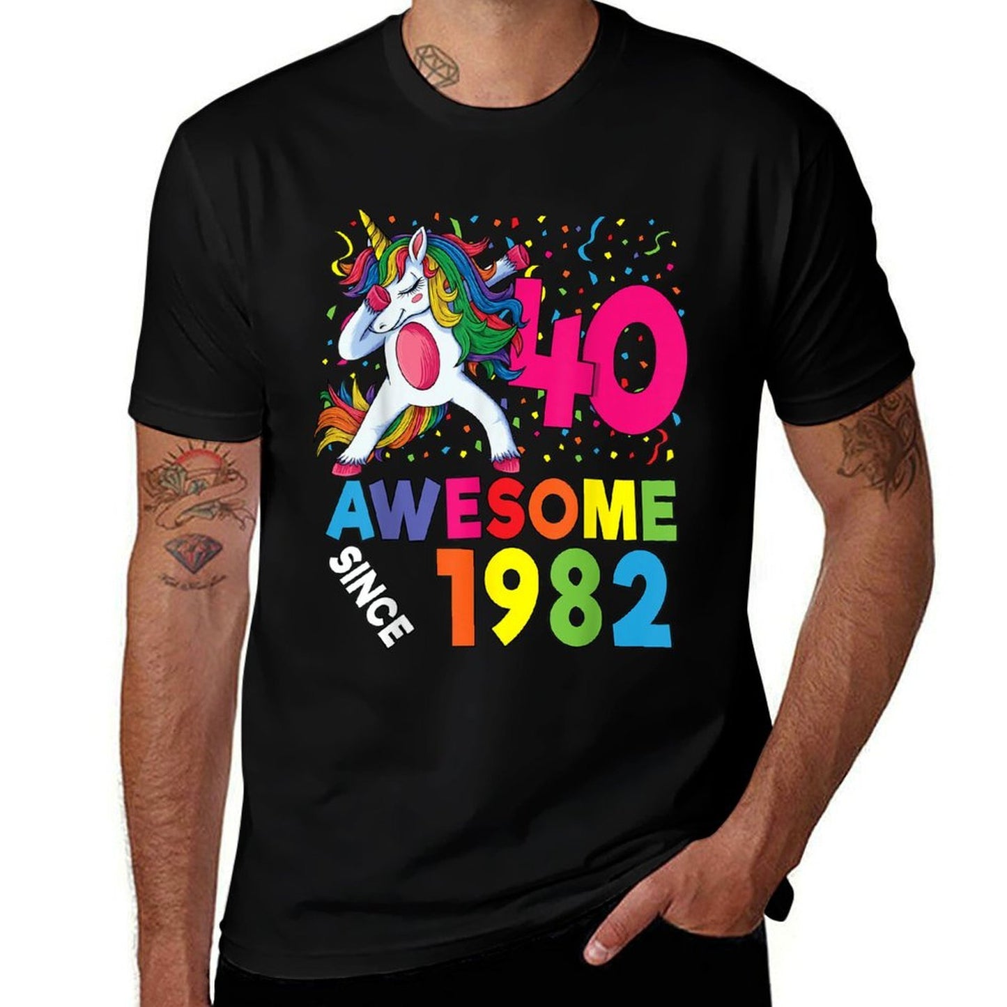 40th Birthday Dabbing Unicorn Party Gift 40 Years Old Women  Polyester Blend T-Shirt