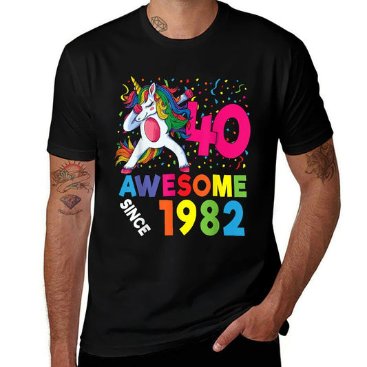 40th Birthday Dabbing Unicorn Party Gift 40 Years Old Women  Polyester Blend T-Shirt