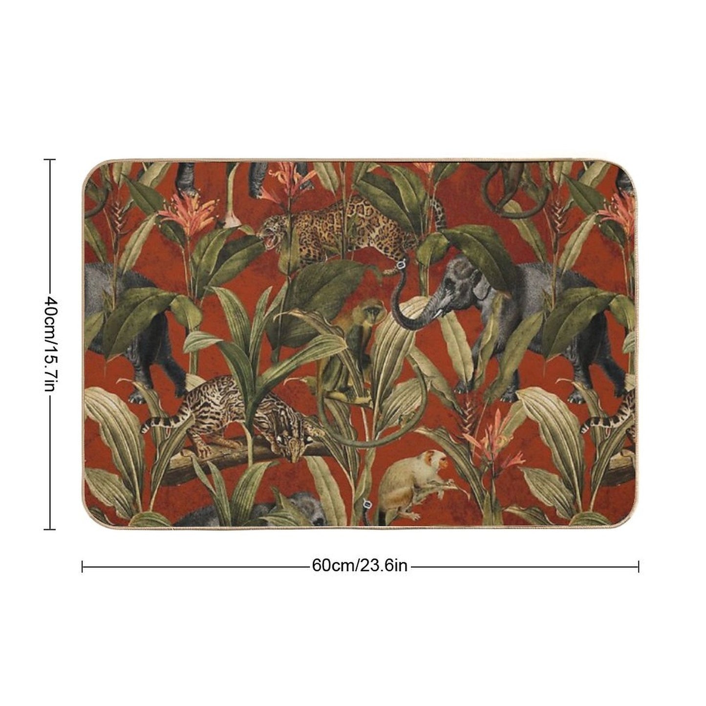 Red Vintage Tropical Jungle Botanical Garden Pattern Nightgarden  Eco-Friendly Bath Mat