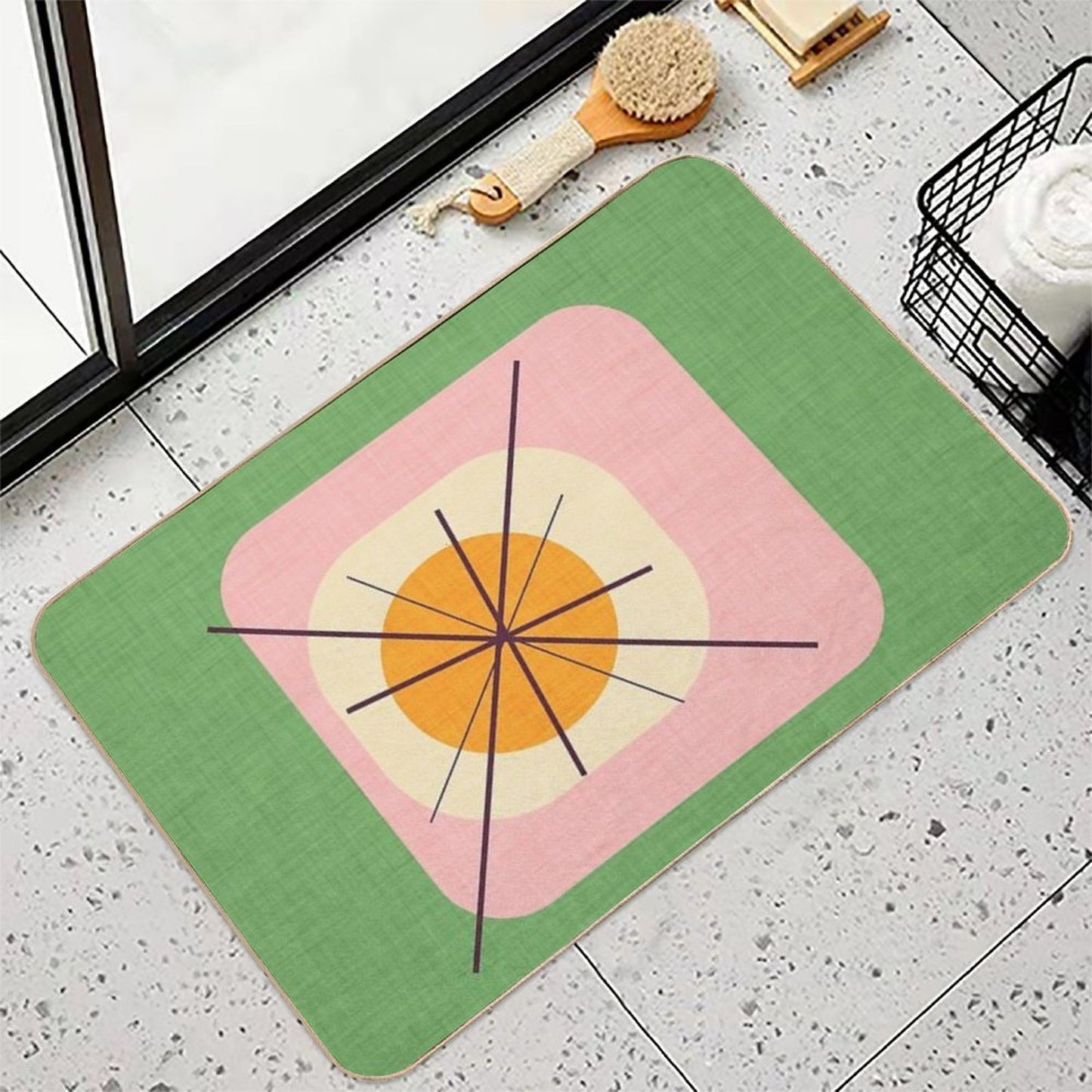 Flower Eggs Green-Pink #midcenturymodern  Versatile Bath Mat