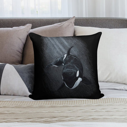 White Whale - Orca Soft Short Plush Fabric Throw Pillow