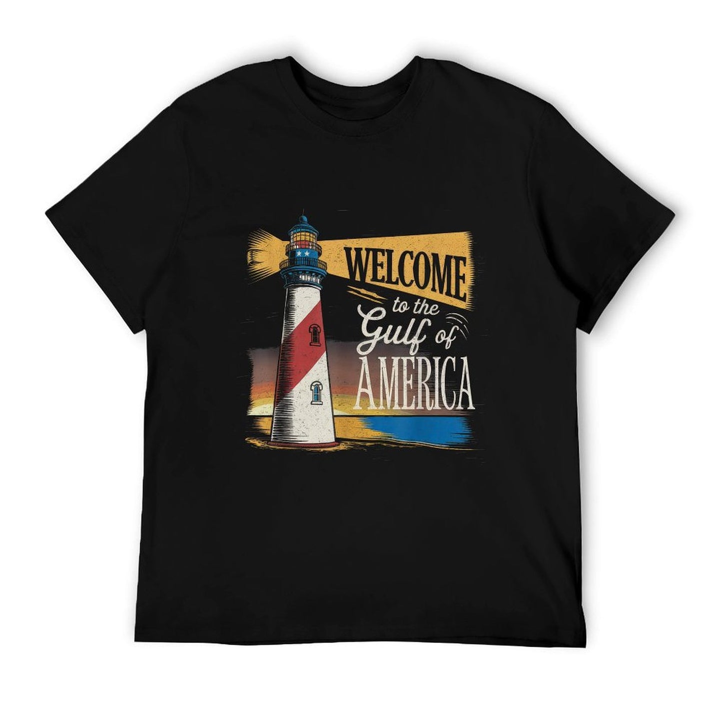 Gulf Of USA America Gift Men Women Flag Beach Tagless Design T-Shirt