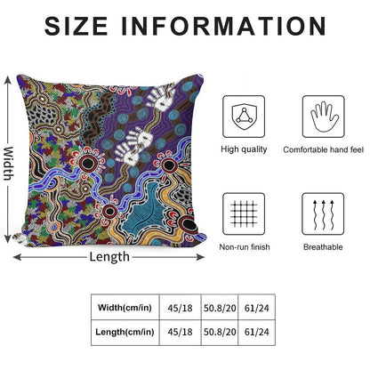 Authentic Aboriginal Art - Discovering Your Dreams Soft Durable Construction Throw Pillow