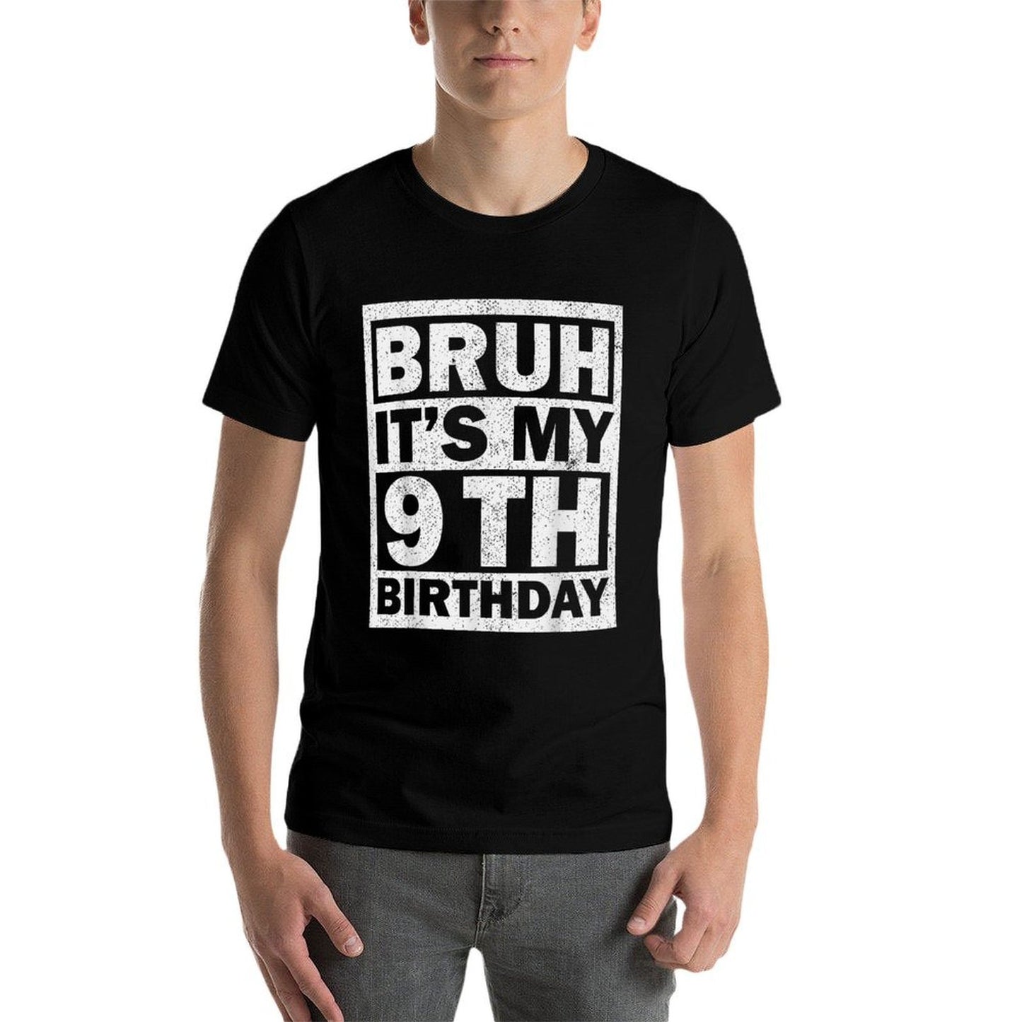 Bruh Its My 9th Birthday Vintage, 9yr Year Old Birthday Kids  Lightweight T-Shirt