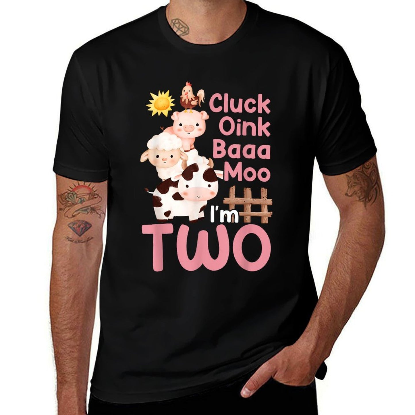 Oink Baa Neigh Cluck Moo I'm Two 2 Farmer 2nd Birthday Farm  Versatile T-Shirt