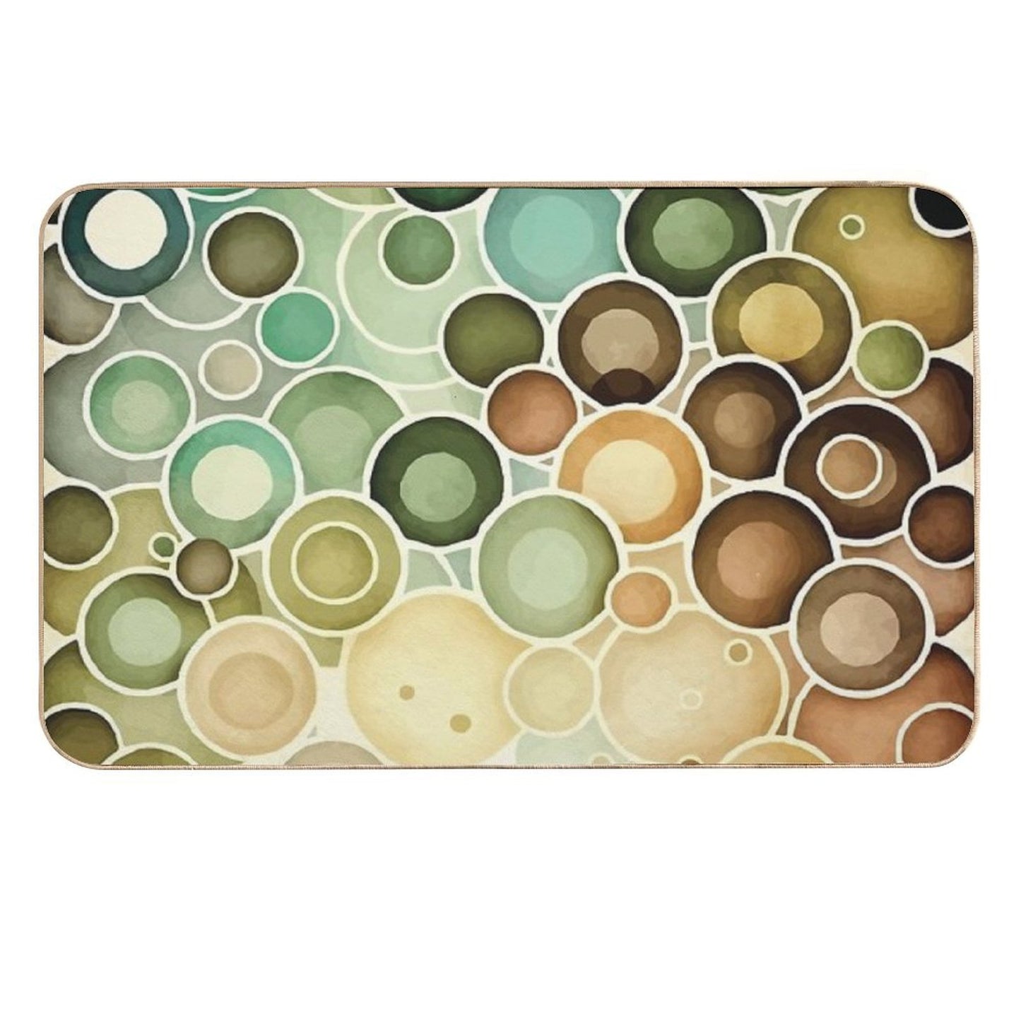 An Earth Tone Circles Watercolor Design- Boho Chic Patterns  Repositionable Bath Mat