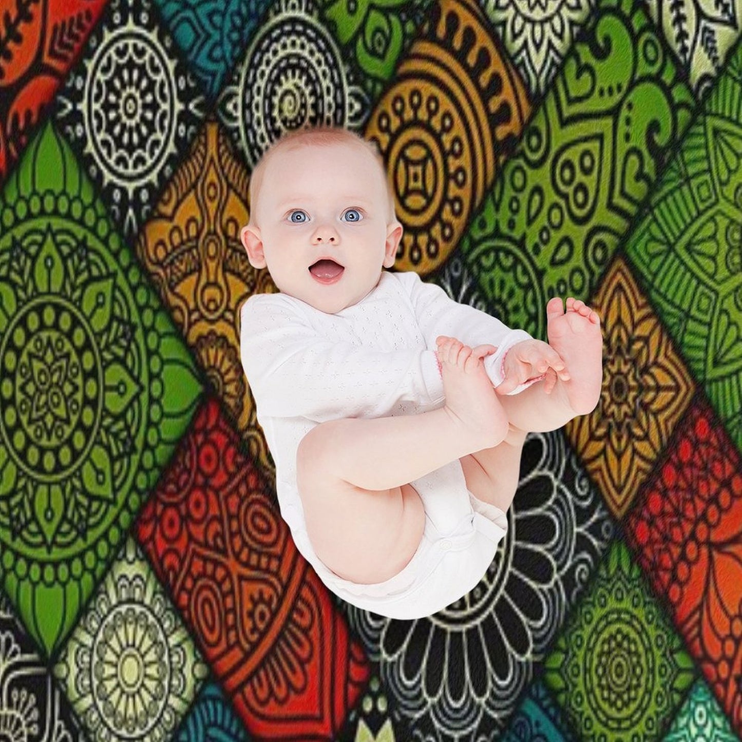 Colourful Geometric Floral Pattern Durable Throw Blanket