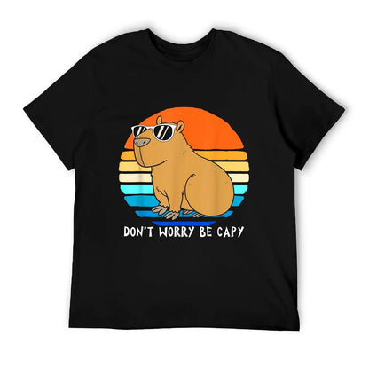 Retro Rodent Funny Capybara Dont Be Worry Be Capy Slim-fit Cut T-Shirt