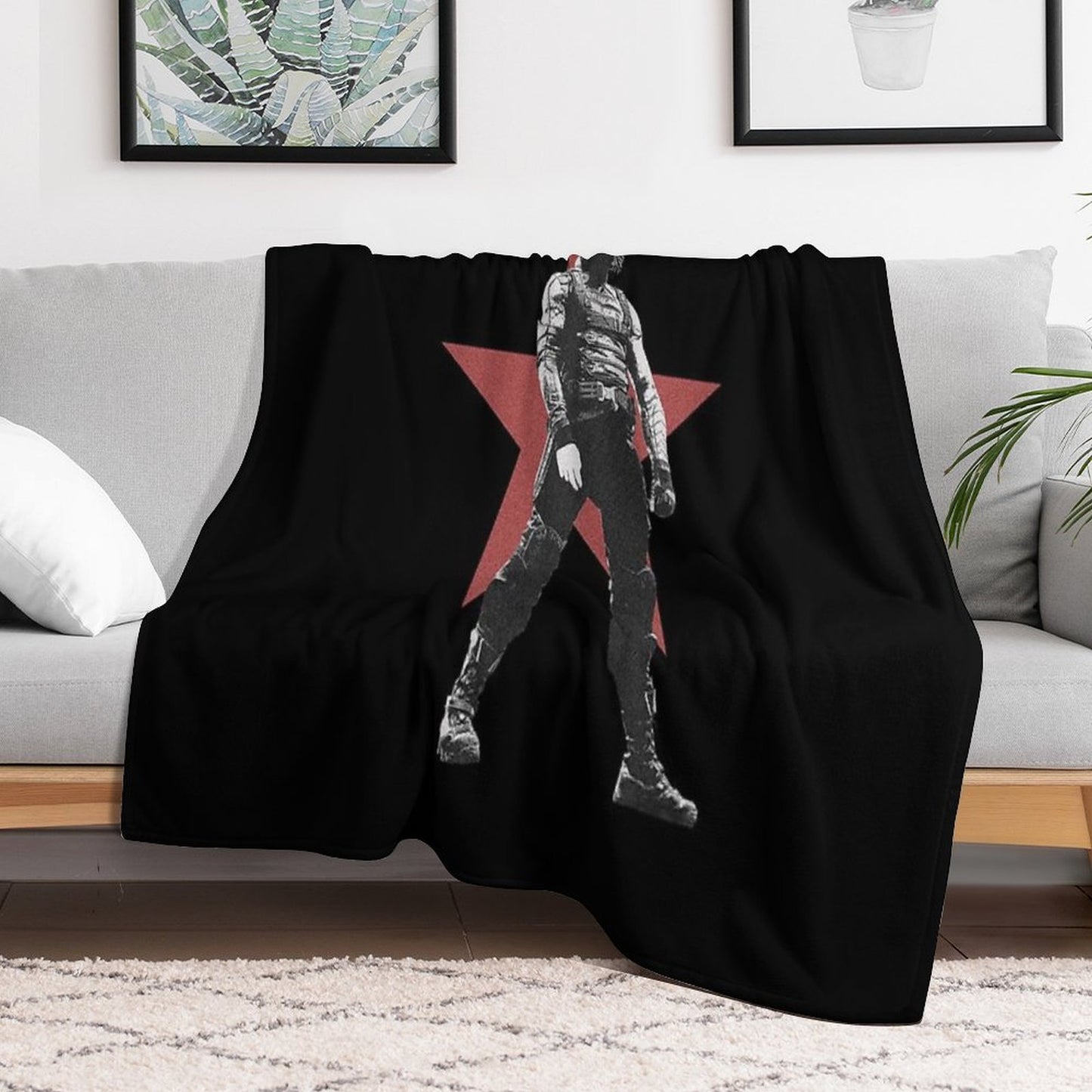 Bucky Barnes The Winter Soldier Red Star Original Print  Dark Ver. Comfort Throw Blanket
