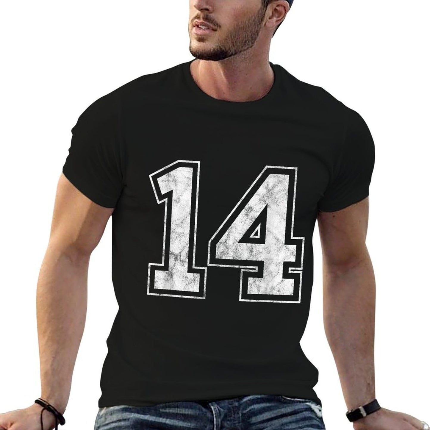 Big Numbers 14 Number - Unisex Adults & Youth, Black, Small Comfortable T-Shirt