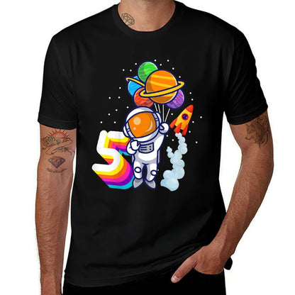 Kids 5th Birthday Boy Astronaut 5 Years Space Travel Space  Moisture-wicking T-Shirt