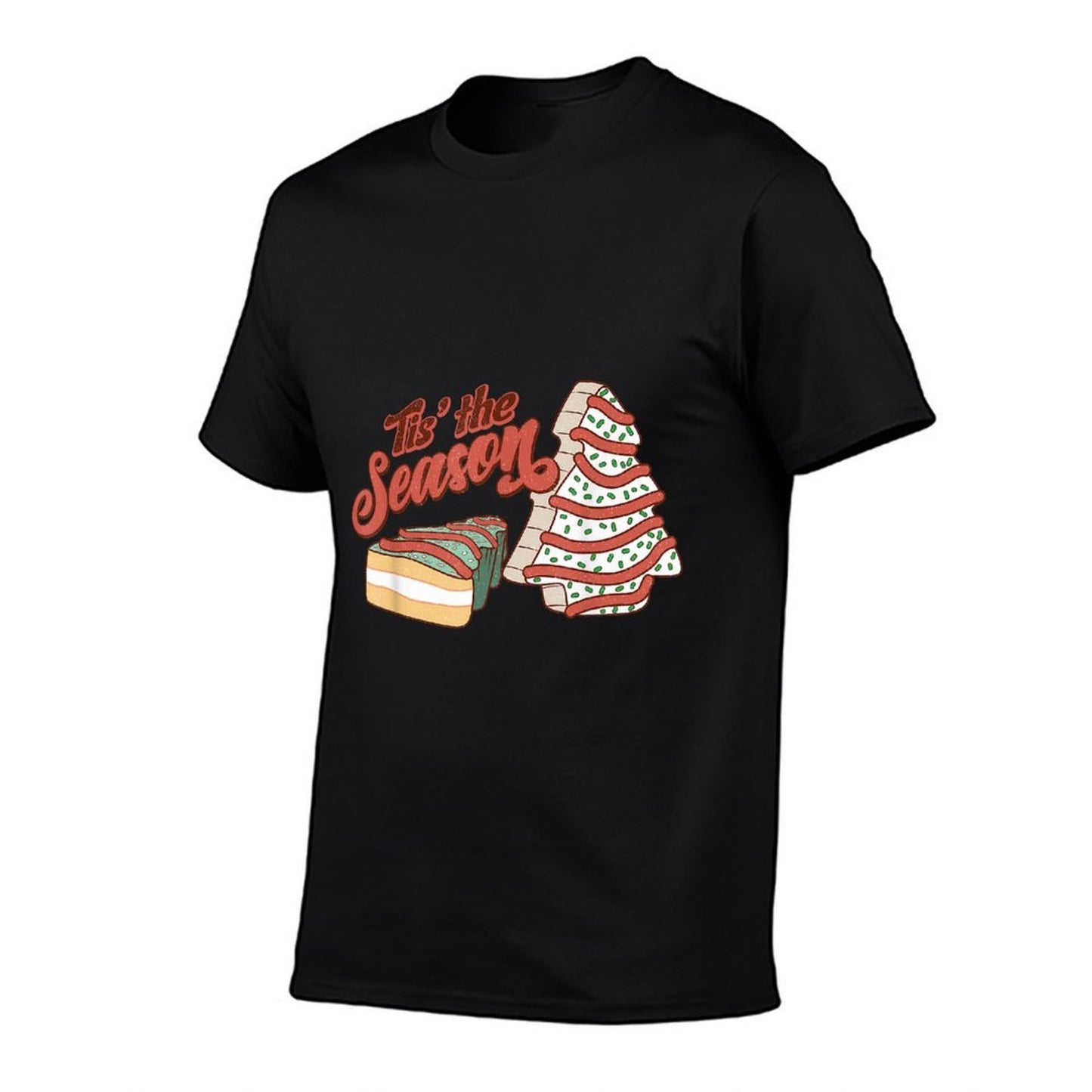 Funny Christmas Tree Cake Tis The Season Light Green Mint  Rolled Sleeves T-Shirt
