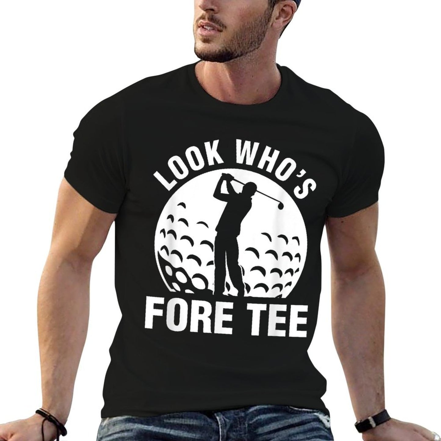 Golf 40th Birthday Look Who’s Fore 40 Forty  Cotton T-Shirt