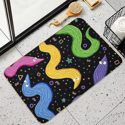 Bowling Worm On A String  Dirt-Trapping Bath Mat