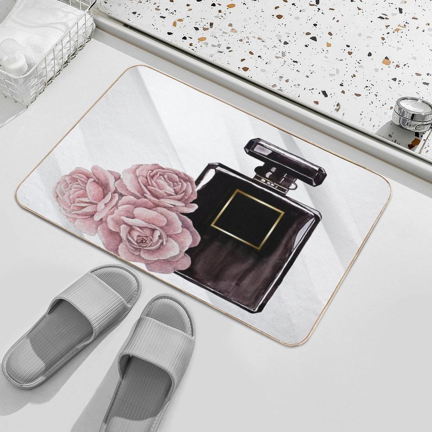Floral Perfume - Bed And Bath Design  Stain-Proof Bath Mat