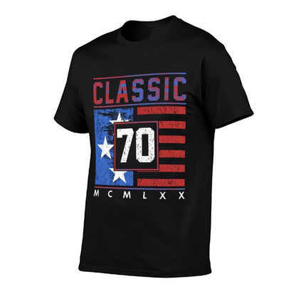 Classic American Patriotic Veteran's 50th Birthday  Ribbed Collar T-Shirt
