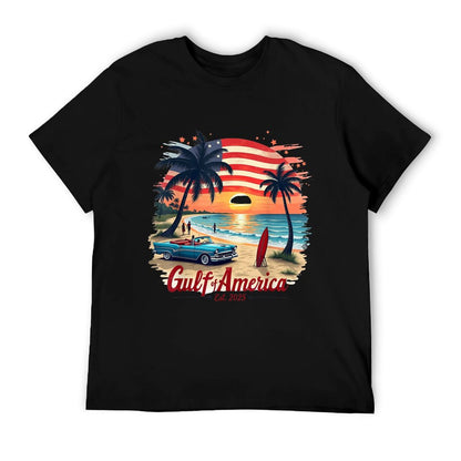 Gulf Retro Of America Est 2025 USA American Flag Men Women Ribbed Collar T-Shirt