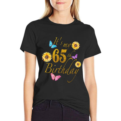 Sunflower Butterfly Happy Its My 65th Birthday Gift  Affordable Price T-Shirt