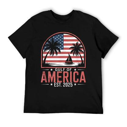Retro Gulf Of USA America Est 2025 Gulf Mexico American Flag Trendy Pattern T-Shirt