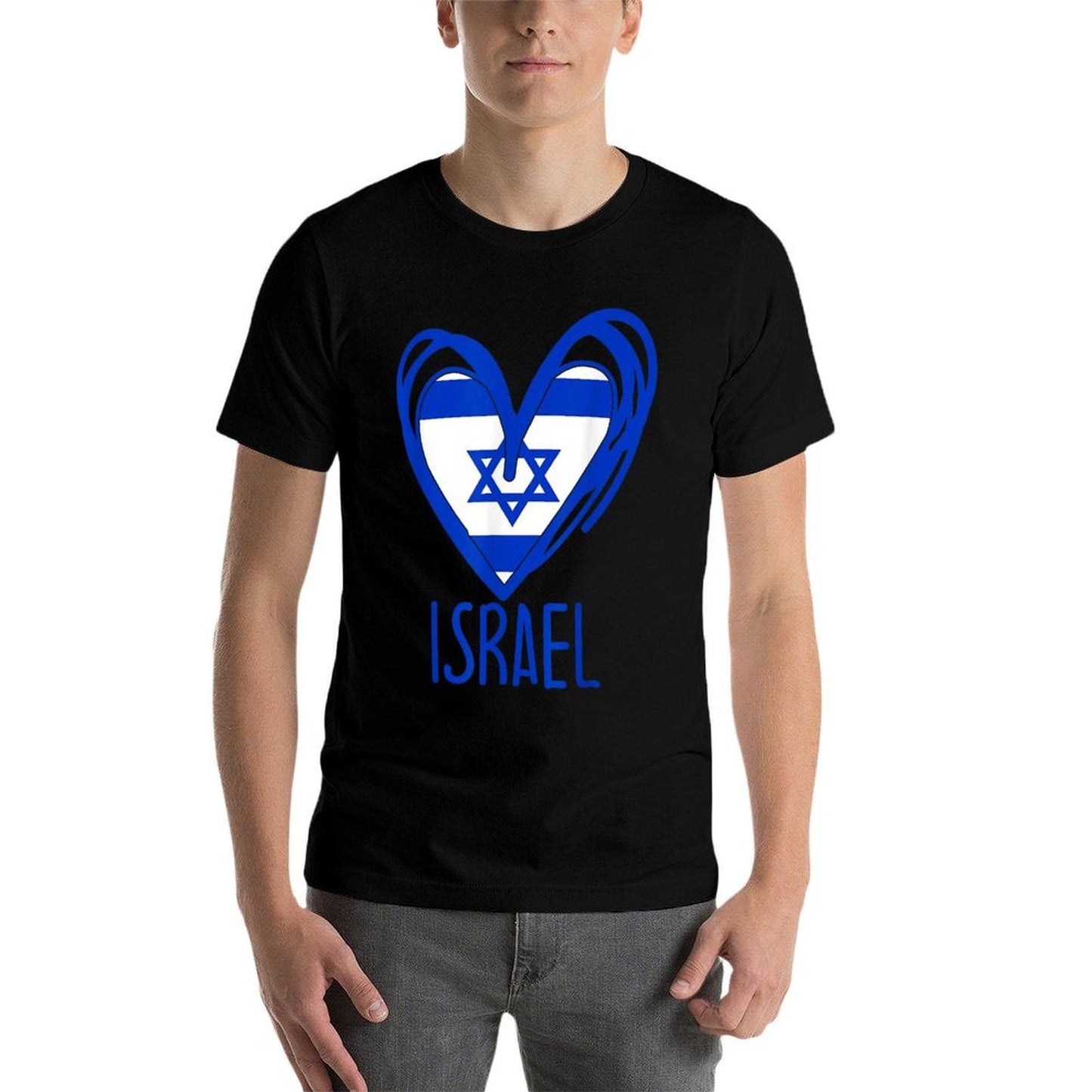Patriotic Israel Pride Israeli Heart Flag  Lightweight T-Shirt