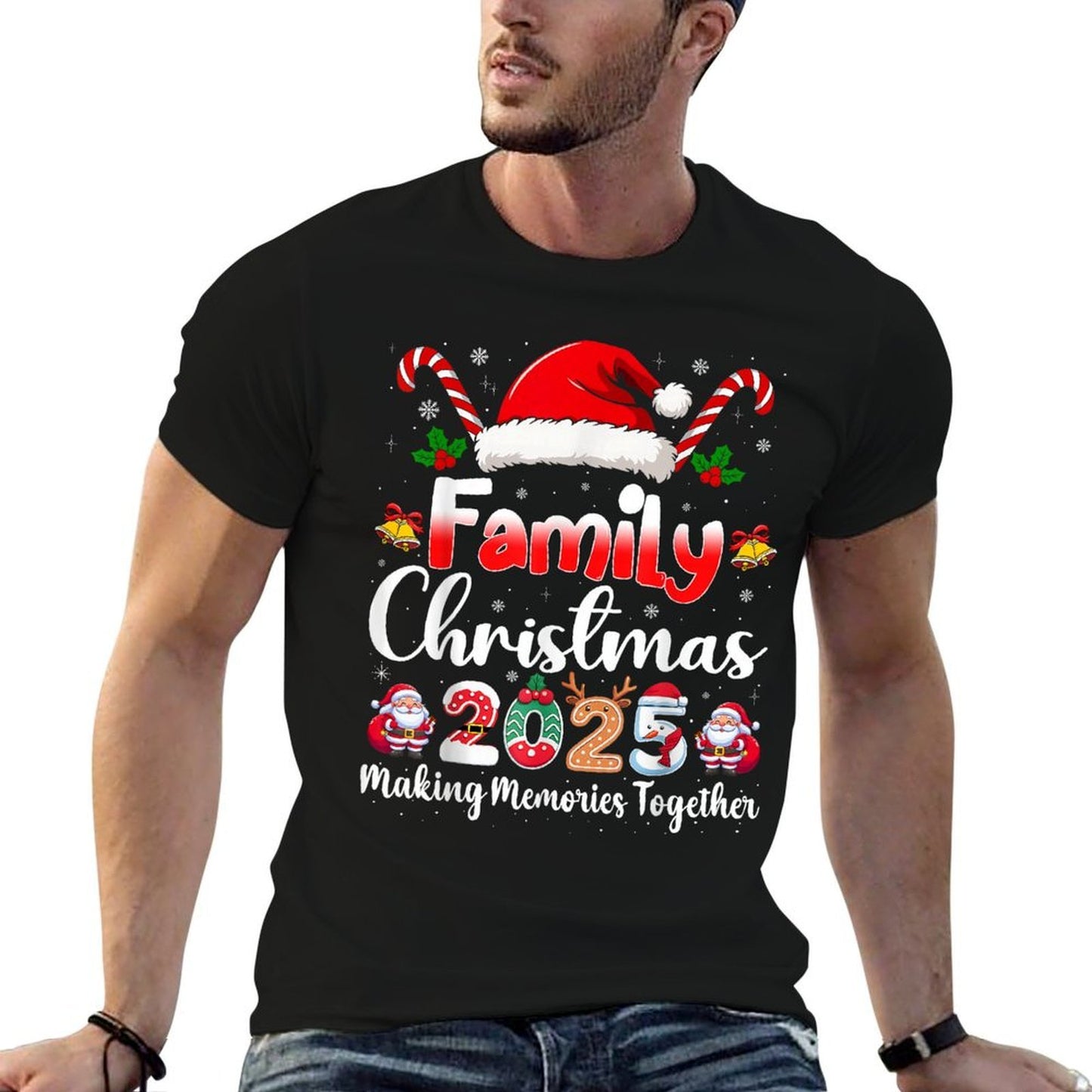 Family Crew Christmas Squad 2025 Funny Xmas Matching Pajamas  Easy-care T-Shirt