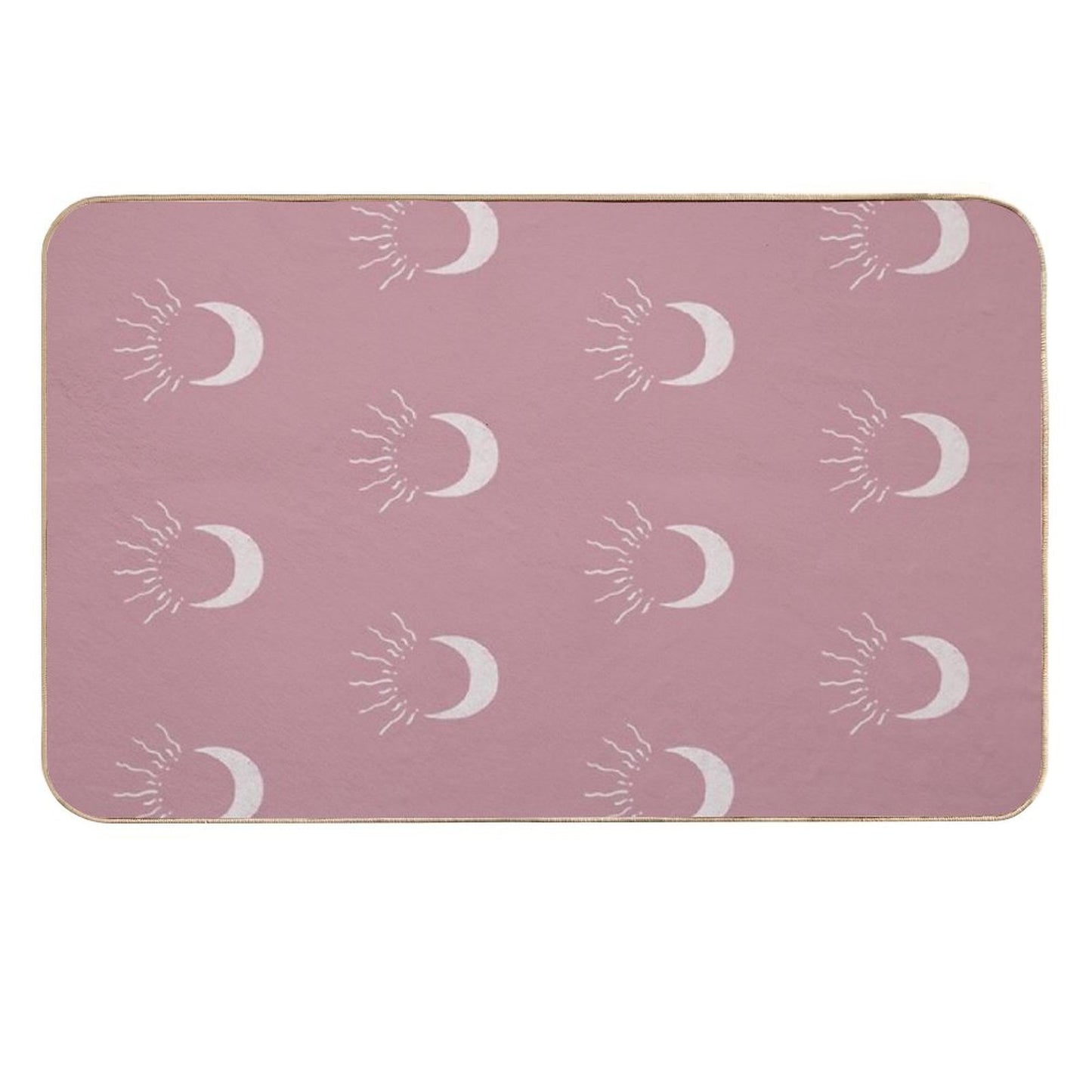 Cute Sun And Moon Design Boho Aesthetic In Muted Colors Deep Pink  Repositionable Bath Mat